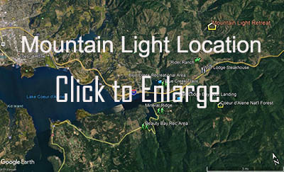 location of our Coeur d'Alene mountain vacation rental